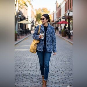 Alfred Dunner Blue Boucle Jacket-6P